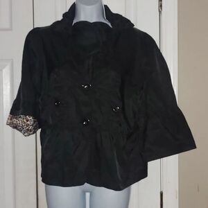 Katie Todd lightweight nylon Peplum black jacket night out casual Sz S NWT